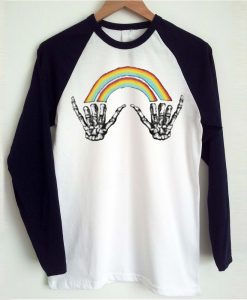 Louis Tomlinson rainbow skeleton hand Raglan T Shirt