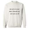i'm sorry it's just that i literally do not car at all Sweatshirt