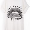 Lip Print Rivet T-Shirt: