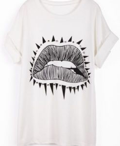 Lip Print Rivet T-Shirt: