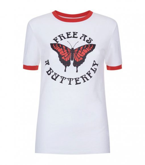 Free As A Butterfly Ringer T Shirt