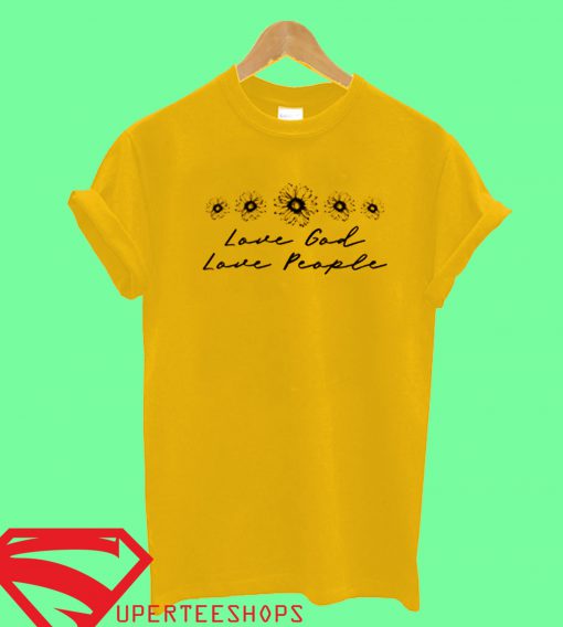 Love God Love People Gold Yellow T Shirt