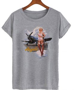 WWII Corsair F4U Flying Angels Blonde Pinup Girl T Shirt