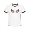 Rose Flower Ringer T Shirt