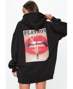 Playboy X Missguided Black Magazine Hoodie Back