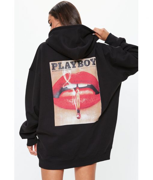 Playboy X Missguided Black Magazine Hoodie Back