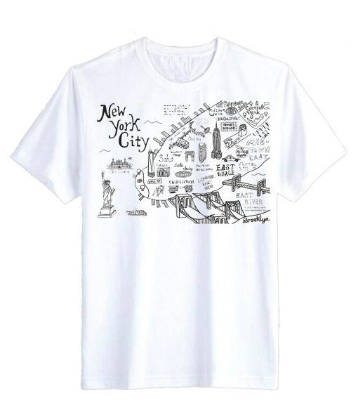 New York City Map Illustration and Wall Decal T Shirt