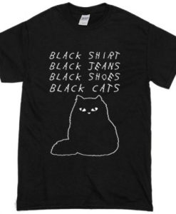 Black Shirt Jeans Shoes Cats T-Shirt