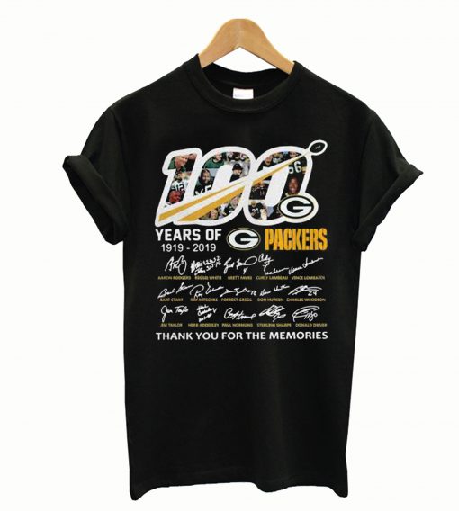 100 Years Of Green Bay Packers 1919 2019 Thank You For The Memories T-Shirt
