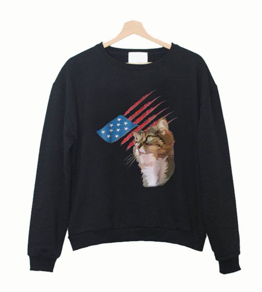 4th Of July Patriotic American Cat Sweatshirt