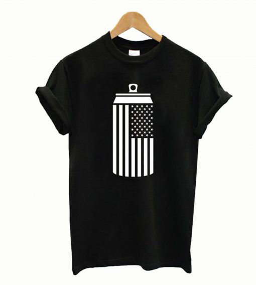 American Flag Beer Can Drinking T-Shirt