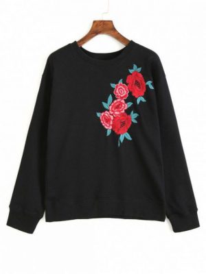 Black Floral Sweatshirt - Superteeshops