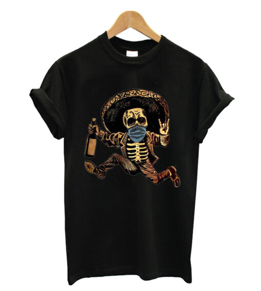 Alcoholic drunk skull mexican T-shrit