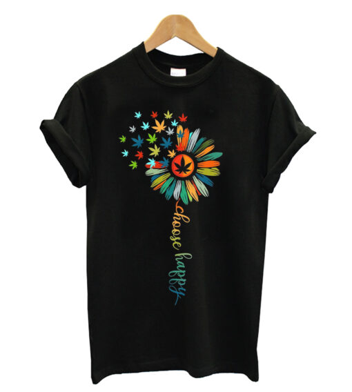 Choose happy colorful daisy weed hippie T-shirt