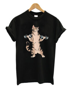 Weightlifting cat T-shrit