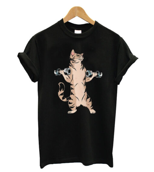 Weightlifting cat T-shrit