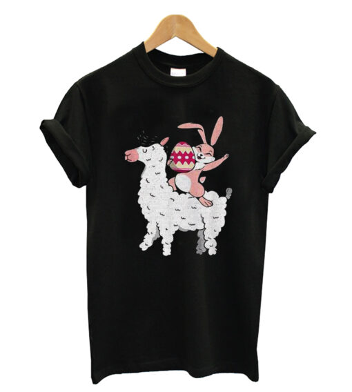 Bunny riding llama happy easter cute animal lover T-shirt