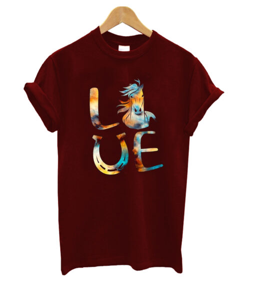 Colorful love horse animal lovers awesome horse riding T-shirt