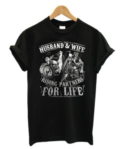 Husband & wife riding partners for life T-shirt