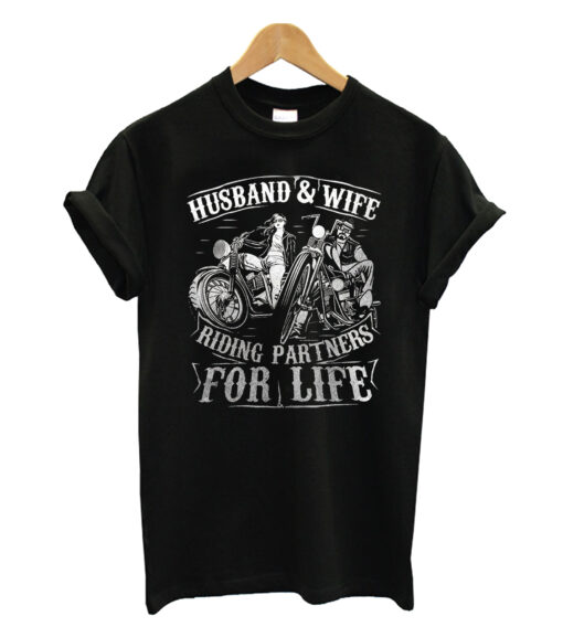 Husband & wife riding partners for life T-shirt