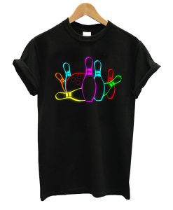 80s Retro Neon Sign Strike Bowling T-Shirt