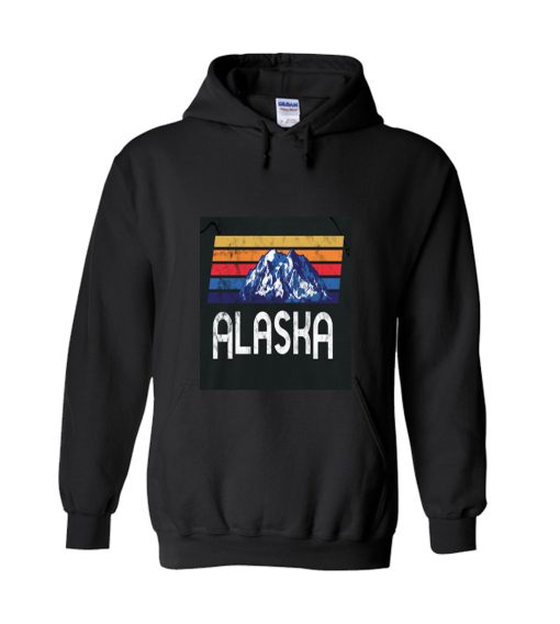 Alaska Gift Anchorage Vintage Retro State Mountain Snow Hoodie