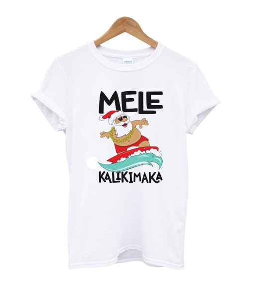 Mele Kalikimaka Hawaiian Christmas Hawaii Surfing Santa T-Shirt