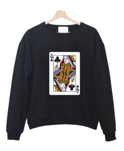 Queen of Clubs Playing Card Crewneck Sweatshirt