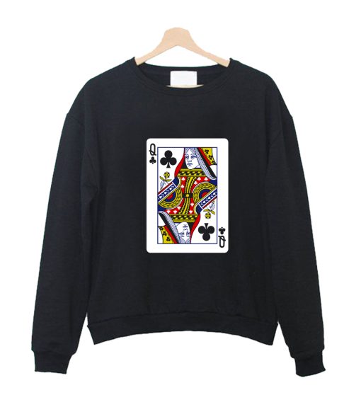 Queen of Clubs Playing Card Crewneck Sweatshirt