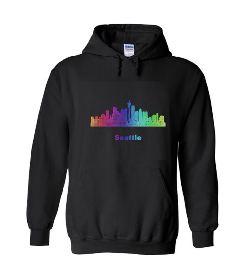 Rainbow Seattle skyline Hoodie