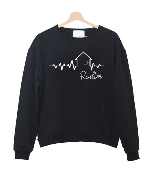 Realtor - Heartbeat Real Estate ECG Silhouette Sweatshirt