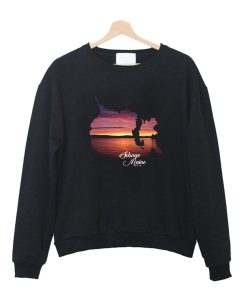 Sebago Lake, Maine Sunset lake Map Crewneck Sweatshirt