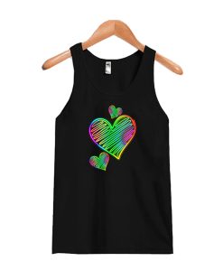Heart Love Neon Rainbow Colors Tank Top