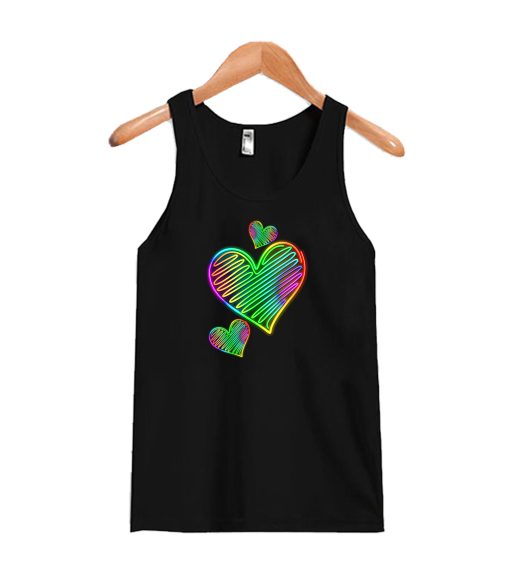 Heart Love Neon Rainbow Colors Tank Top