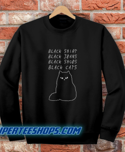 Black Shirt Jeans Shoes Cats Sweatshirt