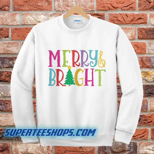 Colorful Merry & Bright Tree Cute Christmas Sweatshirt