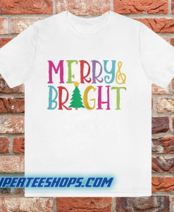 Colorful Merry & Bright Tree Cute Christmas T Shirt