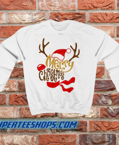 Reindeer Shaped Merry Christmas Sweatshirt