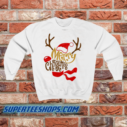 Reindeer Shaped Merry Christmas Sweatshirt