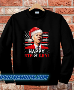 Santa Joe Biden Happy 4th Of July USA Flag Christmas Ugly Sweater