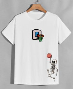 Men Skeleton And Basketball Print Tee