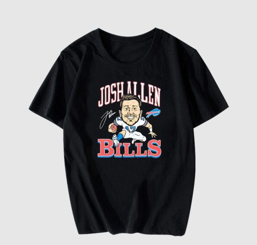 Eric Wood Wearing Bills Josh Allen Signature T Shirt thd