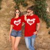 King Queen Heart - Couple T-Shirts thd