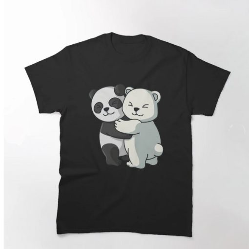 Panda and Polar Bear cute Icebear Cuddle Animals T-Shirt thd