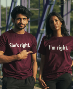 She's Always Right Couple T-Shirt thd