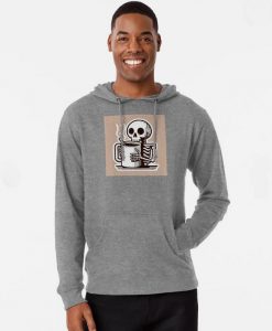 skull drinking coffee a caffeine lover Hoodie thd